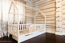 (D) Toddler House Bed on Legs (with Storage)