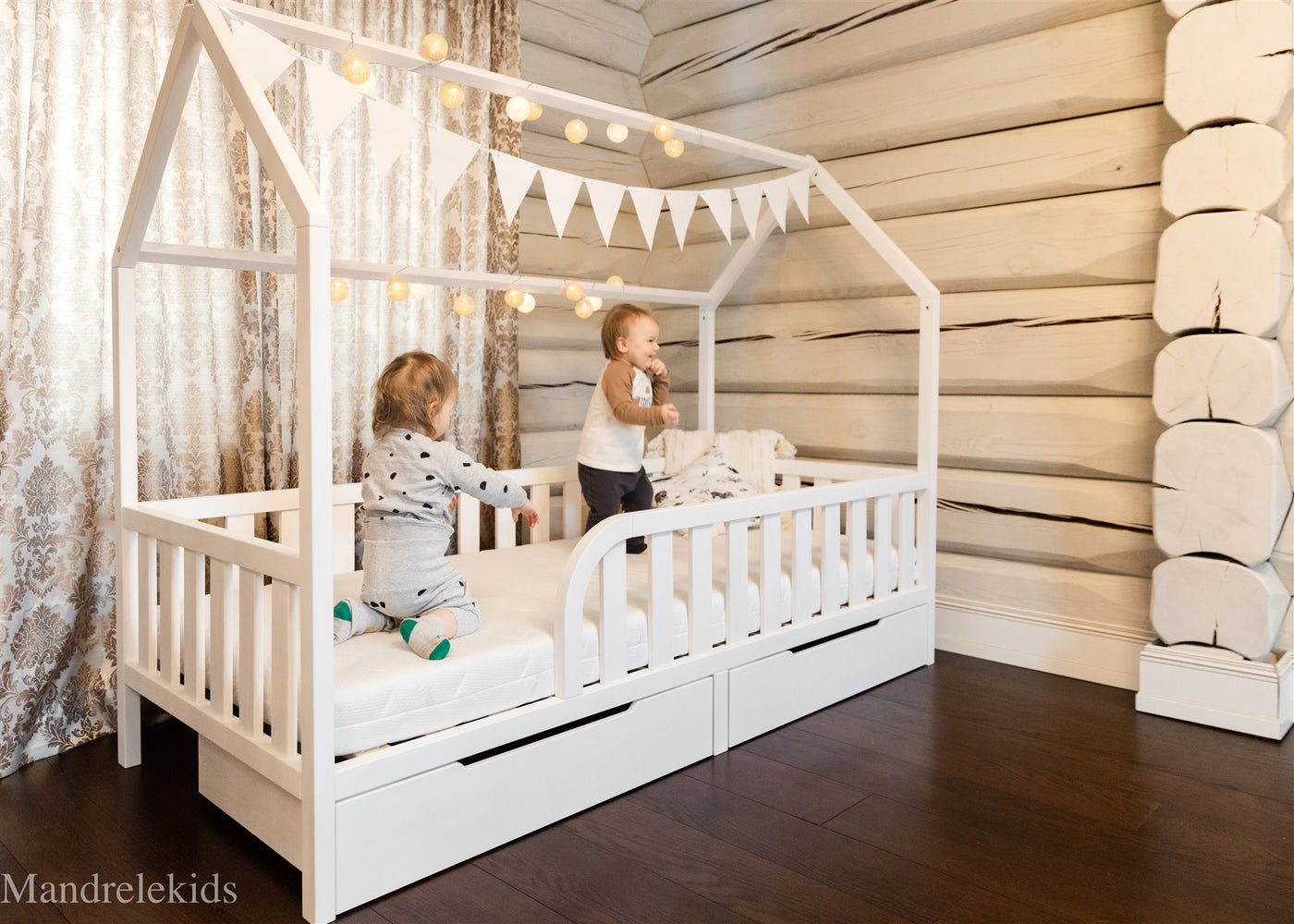 (D) Toddler House Bed on Legs (with Storage)