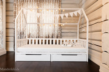 (D) Toddler House Bed on Legs (with Storage)