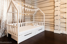 (D) Toddler House Bed on Legs (with Storage)