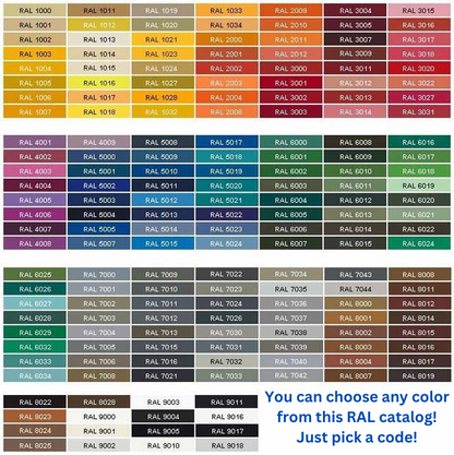 RAL color catalog with bunch of colors to choose from. Customer just need to pick a code.