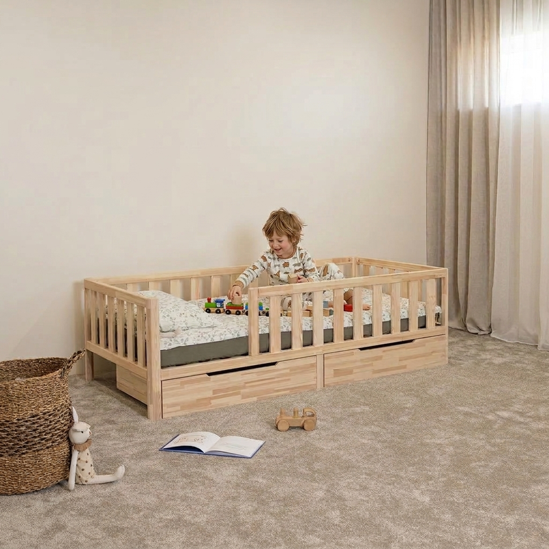 Toddler Bed on Legs (without Doors, but with Storage)